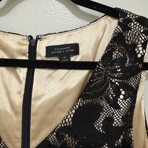 Tahari Black and Cream Lace Dress